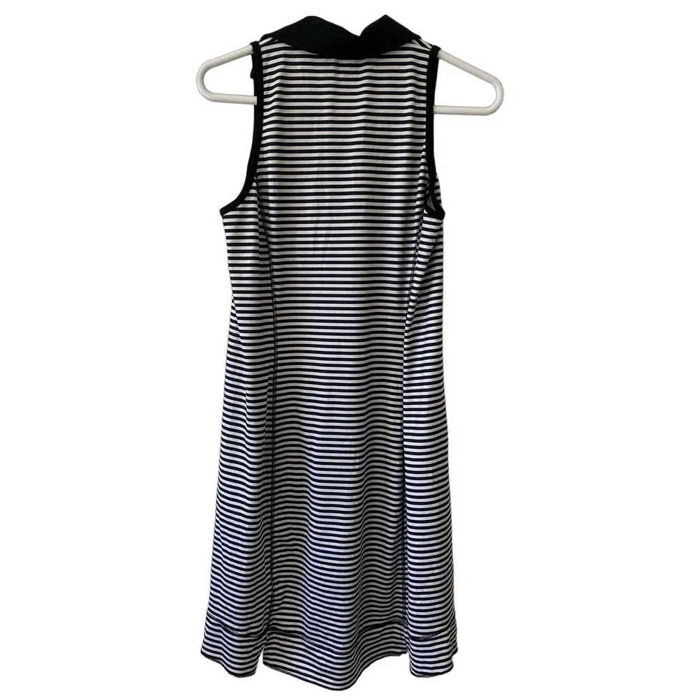 Jofit Dress Black White Striped Golf Athleisure Collar V Neck Pockets Small - Picture 2 of 12